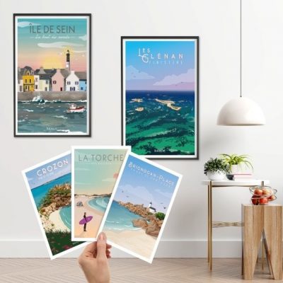 2 affiches bretonnes et 3 cartes postales - Hortense