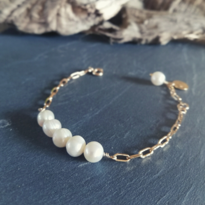 Bracelet duchesse rangée 5 perles de culture, Lyto
