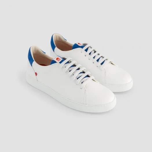 Sneakers basses unisexe couleur blanche et Bleu Roi