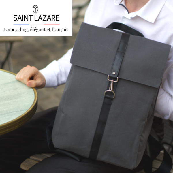 Mise en situation du sac à dos écoresponsable de la marque Saint Lazare