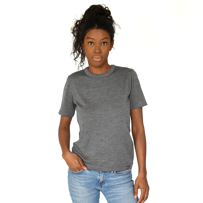 T-shirt porté gris chiné femme manches courtes (Coolman)