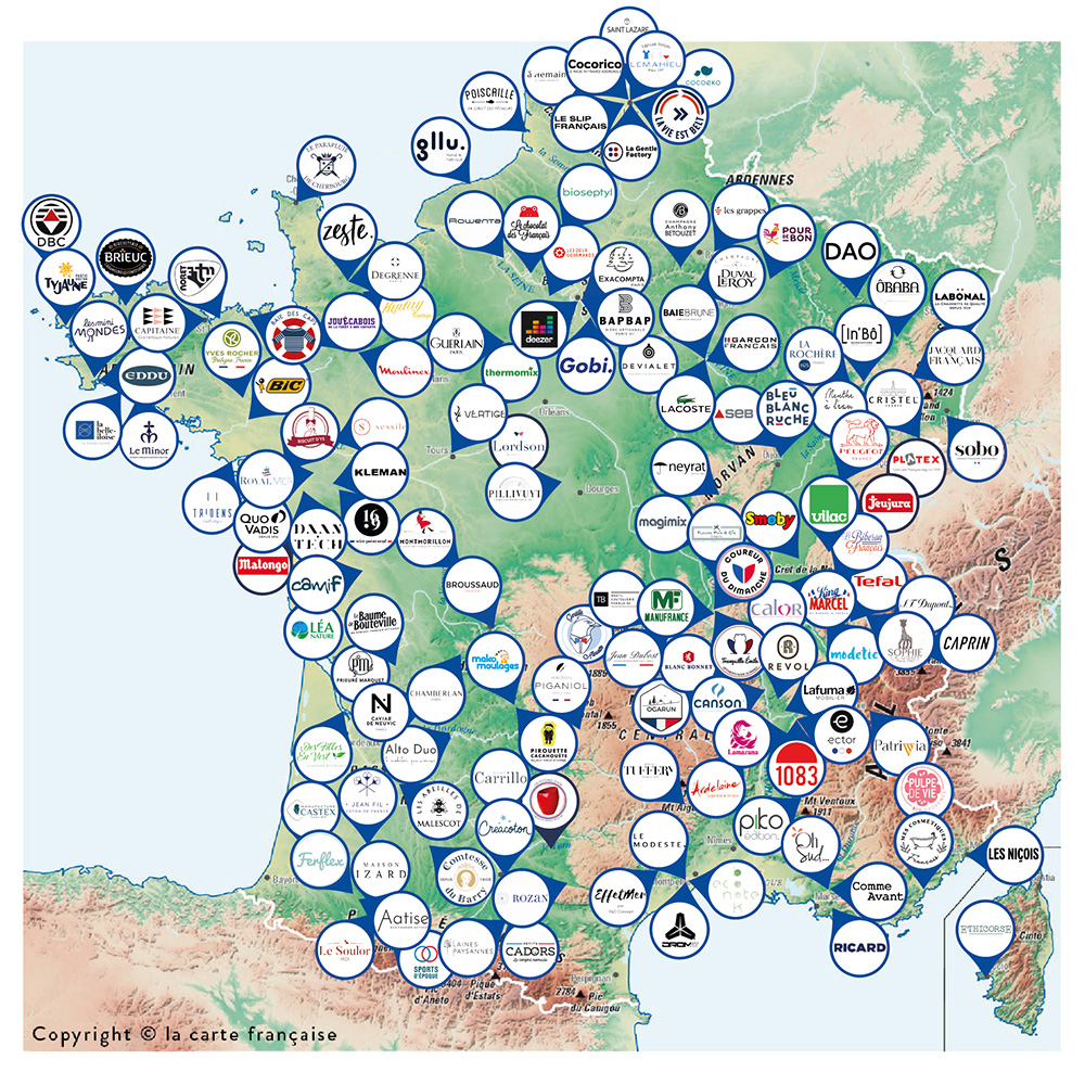 La carte de France des enseignes de la carte française