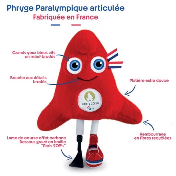 Peluche Mascotte Officielle Jeux paralympiques Paris 2024 30 cm descriptif