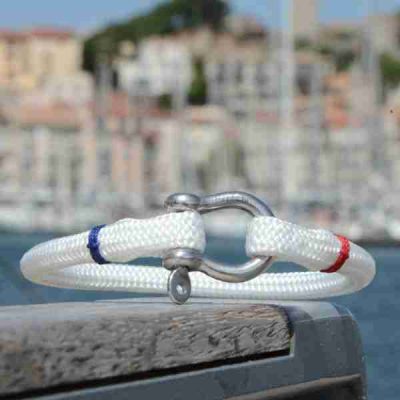 FRENCHIES - Bracelet marin français cordage blanc fils rouge et bleu Pit-N