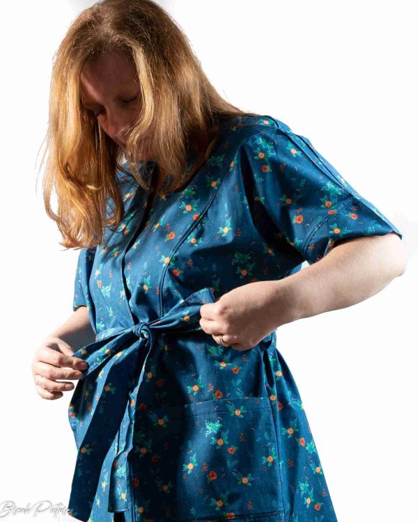 Kimono Taille L en coton 100% français La ruche de nabeille Respire bleu