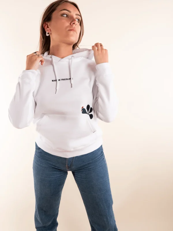 Maison Tricolore Le sweat à capuche femme blanc