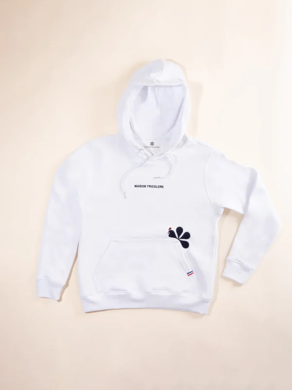 Maison Tricolore Le sweat à capuche femme blanc