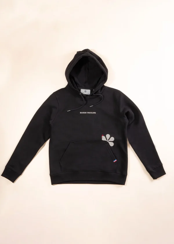 Maison Tricolore Le sweat à capuche femme noir