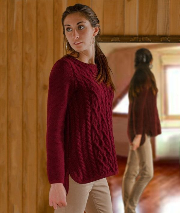 Pull femme laine Bordeaux Ardelaine