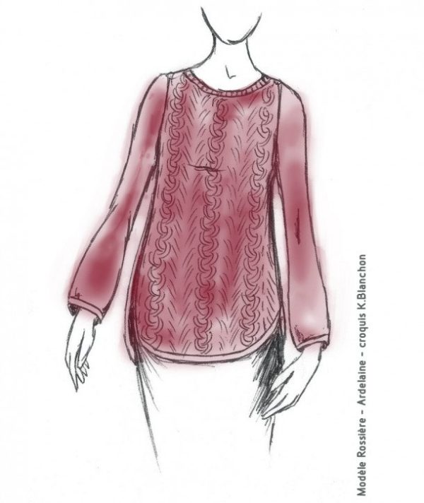 Pull femme laine Bordeaux Ardelaine dessin