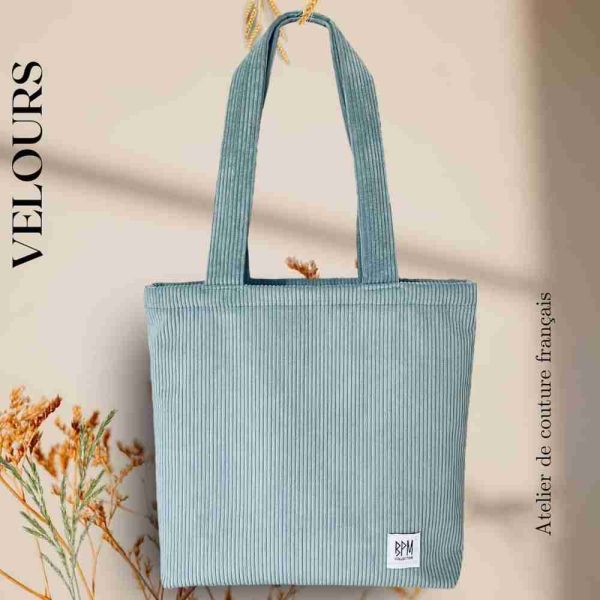 Sac en velours - Tote Bags bleu ciel la boutique BPM