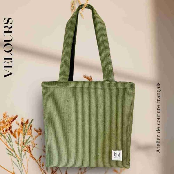 Sac en velours - Tote Bags kaki la boutique BPM