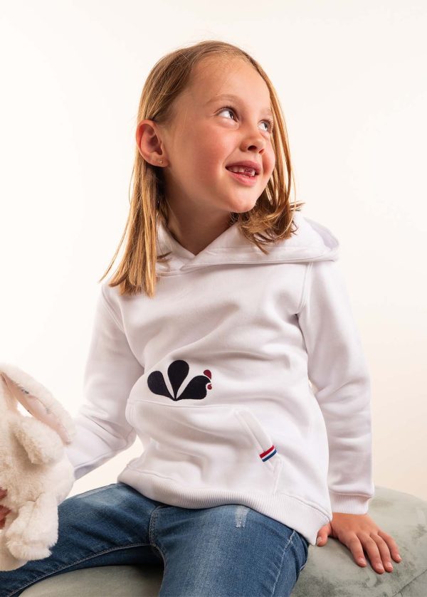 Maison tricolore Le sweat à capuche mixte enfant blanc