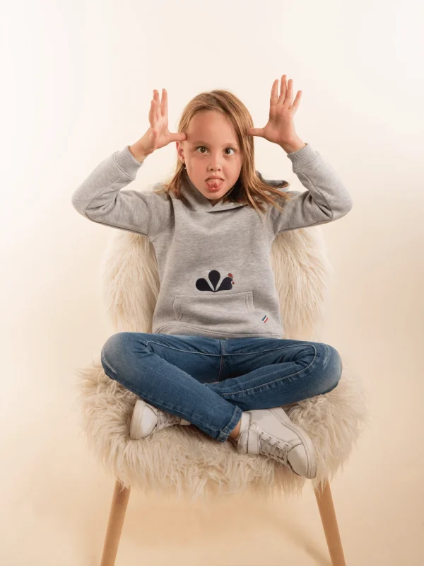 Maison tricolore Le sweat à capuche mixte enfant gris