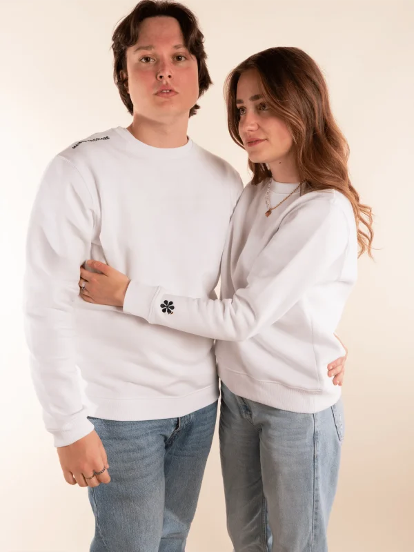 Maison tricolore Le sweat classique homme CF blanc à deux