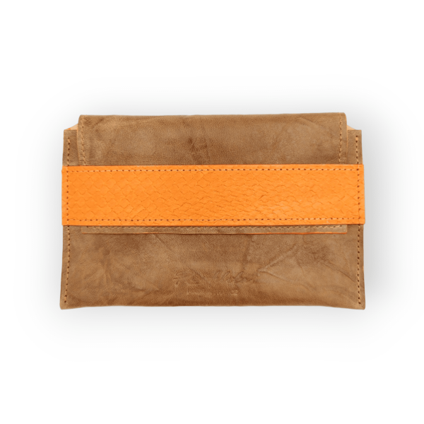 Ronflita porte feuille plume cannelle orange