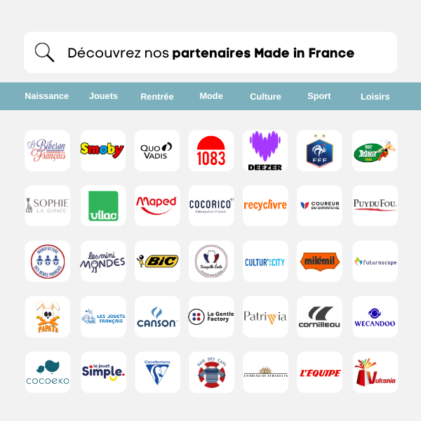 La petite carte française - les Enseignes de la carte cadeau multi-enseignes enfants et ados du Made in France