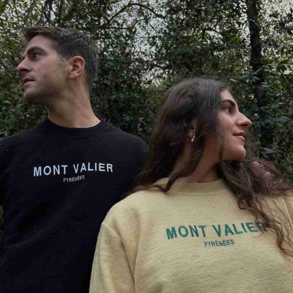 Mont Valier Sweat Col rond en Laine des Pyrénées homme noir femme naturel