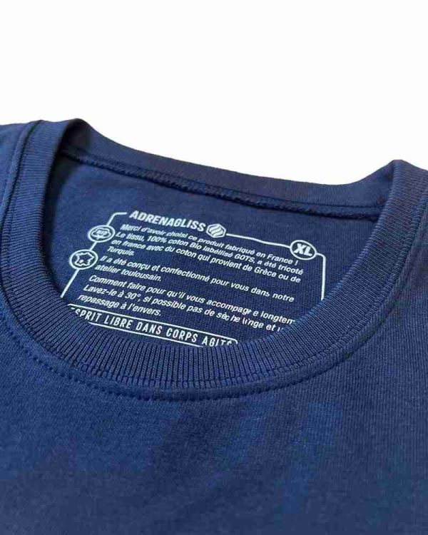 Adrenagliss Tee-shirt Homme ESSENTIEL bleu marine étiquette