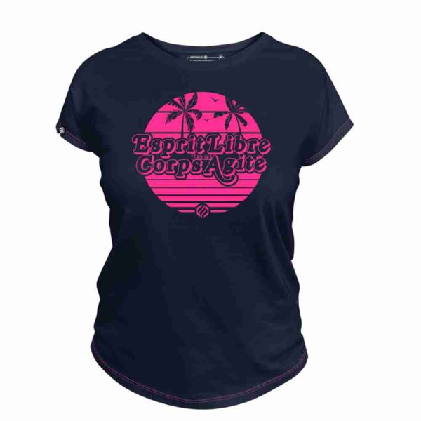 Andrenagliss Tee-shirt Femme CUSTOM SUNSET bleu marine