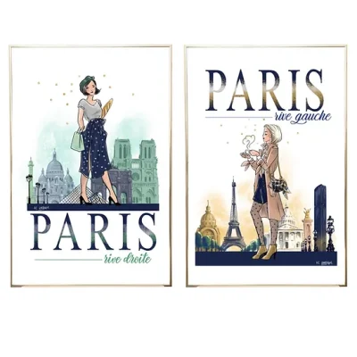 AC Larroque Illustration Lot de 2 affiches Paris