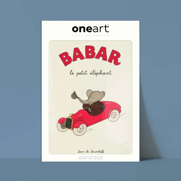 Affiche Babar La vie - Babar le petit éléphant dans sa voiture