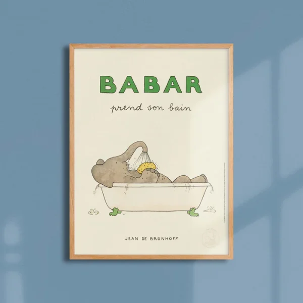 Affiche Babar Le quotidien - Babar prend son bain