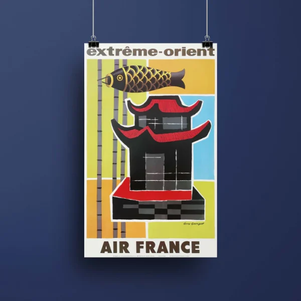 Affiche d'agence Air France Extrême Orient