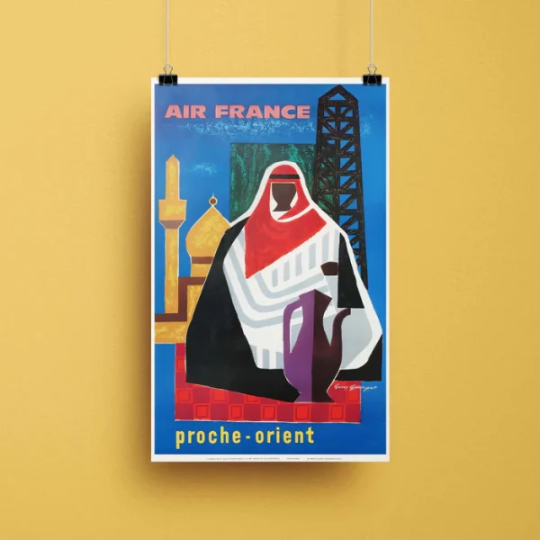 Affiche d'agence Air France Proche-Orient