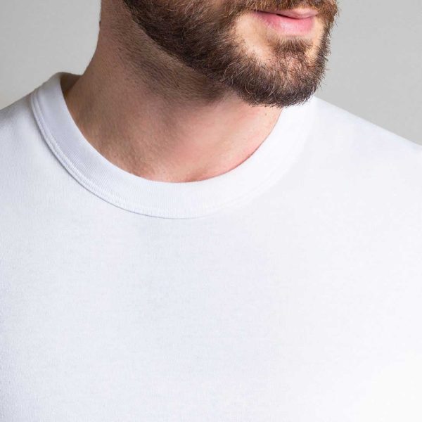 Tshirt homme Dao col rond blanc manche courte detail