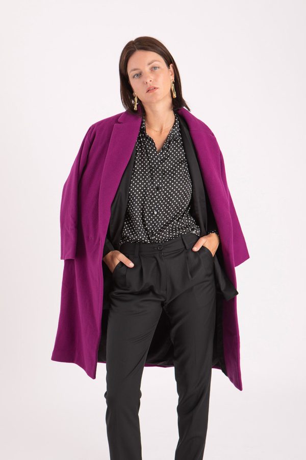 manteau violet femme coupe oversize collection aut