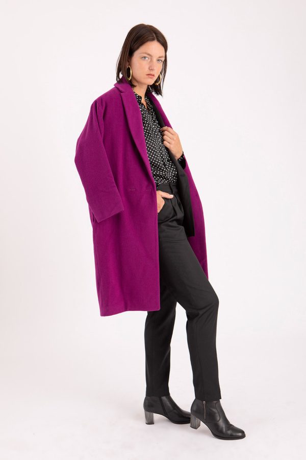 manteau violet femme coupe oversize fabrication fr